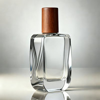 Vente en gros 50ml 100 ml vide de luxe plat personnalisé en bois noir couvercle vaporisateur cristal bouteille de parfum en verre 100 ml avec emballage