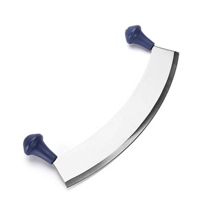 Couteau ULU 12 pouces Hachoir simple/hachoir à herbes Mezzaluna avec manche en ABS bleu - Product Image 1
