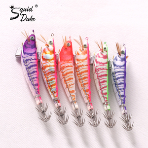 Esca Artificiale per Calamari EGI con Filo d'Acciaio, Gamberetto in Legno, Amo per Calamari, Esca per <span class=keywords><strong>Pesca</strong></span> in Mare di <span class=keywords><strong>Seppie</strong></span> e Polpi - Product Image 2