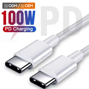 Câble de charge rapide <span class=keywords><strong>USB</strong></span>-C <span class=keywords><strong>2</strong></span> Type-C 100W 5A en PVC moulé, compatible téléphones Android et iOS, 20V 1m, tendance, vente chaude, PD - Product Image 1