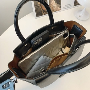 2025 New Korean Style <strong>Retro</strong> <strong>Tote</strong> Bag for Women High-End PU with Geometric Pattern Zipper Closure for Work Underarm Fashion - Product Image 3