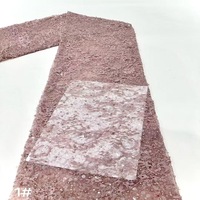 Robes de mariée pour femmes en tissu de base 100% polyester avec dentelle brodée, sequins et perles tubulaires, broderie non tissée, maille, textiles de maison, sac