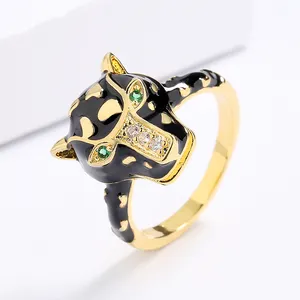 Enamel Jewelry Set Colorful Unique Exaggerate Leopard Shape Handmade Enamel Jewelry Ring Necklace Earring For Women