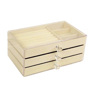Multifunctional Jewelry Box <b>Plastic</b> <b>Drawer</b> <b>Storage</b> Organizer For Necklaces Rings Earrings With Lid And Velvet Lining - Product Image 5