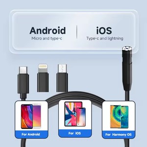 Caméra d'inspection Dearsee 3m 3 en 1, endoscope, caméra de <span class=keywords><strong>canalisation</strong></span> 1920P HD, caméra de boroscope 8mm 8LED, mini caméra industrielle pour Android/<span class=keywords><strong>iPhone</strong></span> IOS - Product Image 4