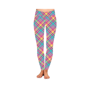 Legging taille haute respirant pour femme, à motif écossais, double brossé, avec coutures, effet ventre plat et froncé, imprimé logo personnalisé, pour l'entraînement - Product Image 1