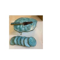 Support à gâteau en résine époxy blanche, pour service à dessert, moule de plateau en résine, moule en silicone pour l'artisanat en résine, avec repose-tasse et couteau