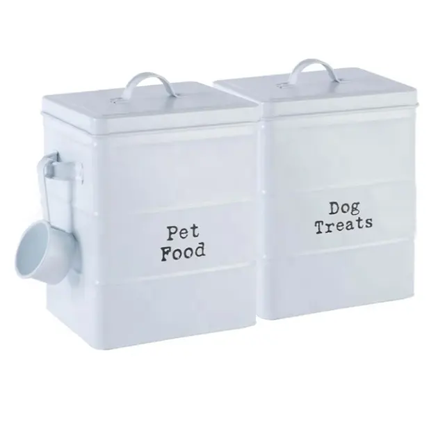 حاوية عتيقة لطعام الحيوانات الأليفة-حاوية معالجة بسكويت الكلب-علبة طعام للكلاب مع مغرفة