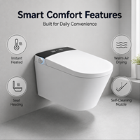 Toilet Pintar Keramik Gantung Dinding Grosir dengan Tangki Tersembunyi dan Sistem Siram Otomatis untuk Proyek Kamar Mandi