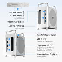 Station d'accueil Thunderbolt 3 40 Gbps pour Mac Mini M4/M4 Pro, double sortie 4K DP, M.2 NVMe RAID, SD/TF4.0, USB3.2 Gen2, PD65W, aluminium CNC