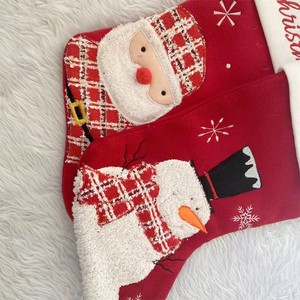 Calze di <span class=keywords><strong>Natale</strong></span> in Velluto Rosso da 18'' con Personaggi di Babbo <span class=keywords><strong>Natale</strong></span> e Pupazzo di Neve, Grandi Calze Decorative per <span class=keywords><strong>Natale</strong></span> - Product Image 4