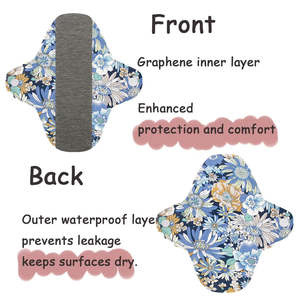 Serviettes hygiéniques réutilisables en coton de graphène 18*18cm, propriétés antibactériennes, <span class=keywords><strong>protection</strong></span> contre l'<span class=keywords><strong>incontinence</strong></span>, design à ailettes, <span class=keywords><strong>protection</strong></span> contre les fuites - Product Image 3