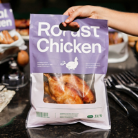 Sacs Doypack en plastique laminé Haodong Packing personnalisés pour poulet rôti au four ou à la broche, avec fermeture éclair et fenêtre