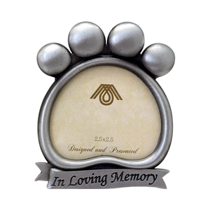 WHOLESALE DOG MINI DIE CAST ZINC ALLOY PLATED PEWTER 3"x3" PHOTO FRAME with Individual White <b>Box</b> Packaging for <b>MEMORY</b> - Product Image 1