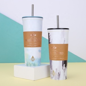 Cách điện bia Tumbler với rơm đôi tường thép không gỉ 16oz 24oz cắm trại kim loại cốc hiện đại dành cho người lớn uống cup với nắp - Product Image 3