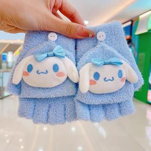 Guanti Flip con mezze dita in Kuro di cartone animato per bambini guanti da scrittura per studenti alla moda ispessiti da sci sportivo caldo neutro ogni giorno - Product Image 3