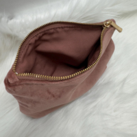 Pochette de maquillage en velours personnalisée, trousse d'accessoires de beauté, sac de voyage avec fermeture éclair