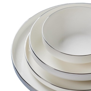 Moderno juego de <span class=keywords><strong>vajilla</strong></span> de porcelana fina de 24 piezas <span class=keywords><strong>para</strong></span> <span class=keywords><strong>6</strong></span> <span class=keywords><strong>personas</strong></span>, uso en restaurantes, con detalles en plata. - Product Image 4