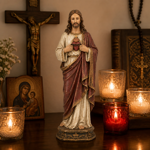 Escultura <span class=keywords><strong>de</strong></span> Resina Pintada a Mano del Sagrado <span class=keywords><strong>Corazón</strong></span> <span class=keywords><strong>de</strong></span> Jesús, Adorno Religioso para el Hogar o la <span class=keywords><strong>Iglesia</strong></span>, para Pascua - Product Image 3