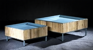 Tables basses gigognes carrées modernes en bois avec plateau et pieds en métal – Style minimaliste pour salon - Product Image 6