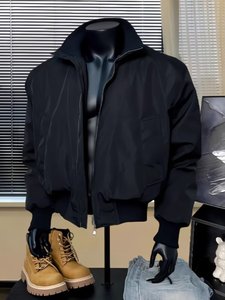 <b>Mens</b> Stand Collar Bomber <b>Jacket</b> Cotton Padded <b>Flight</b> <b>Jacket</b> Zipper Outerwear for Winter Casual Wear - Product Image 3