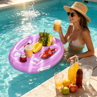 Plateau flottant gonflable en PVC durable et pliable pour boissons rafraîchissantes – Multifonctionnel pour fêtes aquatiques estivales, plage, vin et bière