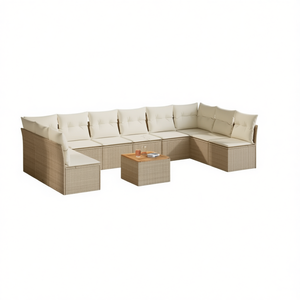 Conjunto de Sofás de Jardín de Ratán Beige para 6 Personas, Muebles de Exterior Resistentes a la Intemperie, Diseño Contemporáneo - Product Image 1