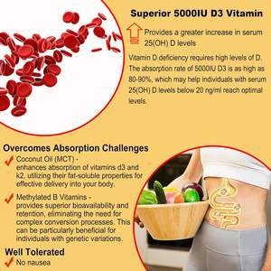 OEM vitamina D3 K2 riempite di gummie con vitamina <span class=keywords><strong>B</strong></span> complesso metil B12, B9, B6 vitamina E E zinco MCT olio supporta la forza dei denti ossei - Product Image 6
