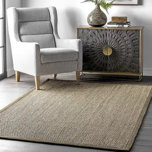 Solid Color Natural Jute round Rug and Doormat Carpet Customizable Size Braided Jute for Living Room Decor