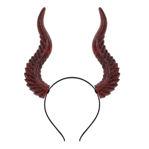 Diadema de cuernos de demonio para Halloween, accesorio de cosplay de lujo con cuernos de ciervo, diadema negra malvada, accesorios para el cabello, utilería DIY - Product Image 6