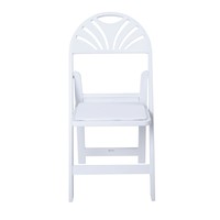 Chaise pliante en résine blanche style Wimbledon avec dossier ventilé et coussin rembourré, mobilier portable pour extérieur, jardin, mariage, fête, événement