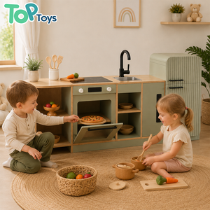 Meubles Montessori en bois pour la maternelle et la garderie, ensemble de cuisine de jeu de rôle moderne pour centre d'apprentissage et de soins aux enfants - Product Image 1