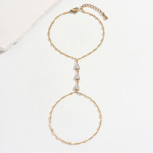 Bracelet de doigt en acier inoxydable 316L anti-ternissement plaqué or PVD 14k 18k, chaîne de main de mariée, bague-bracelet pour femme - Product Image 4