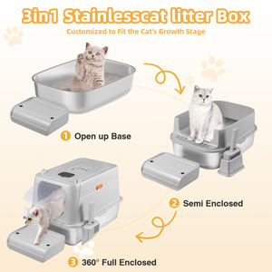 Extra große abnehmbare Katzen toilette Antihaft-Design mit hoher Seite Edelstahl und Kunststoffs chale Große Katzen toilette - Product Image 6