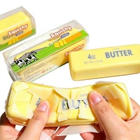 Jouet anti-stress sonore en TPR, barre de beurre carrée jaune croustillante de 13 cm, simulation alimentaire, pour filles