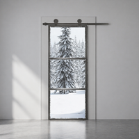 Porte coulissante rétractable moderne en verre à isolation thermique, gain de place, pour maison, bureau et centre commercial