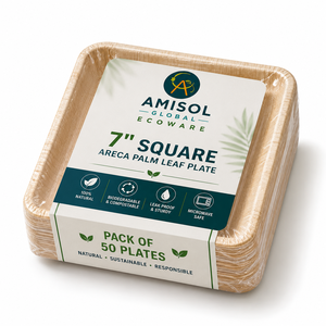 Plato Desechable Cuadrado de 7 Pulgadas para Ensalada, Hecho de Hoja de Palma Areca |   Plato de Catering Resistente, Compostable y Ecológico - Product Image 3