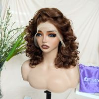 Perruques Courtes Bob 13x4 HD Lace Front en Cheveux Humains, 16 Pouces, Bourgogne, Ondulées Effet Mouillé, Densité 250%, Bouclées Profondes Afro pour Femmes