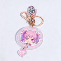 Llavero acrílico redondo personalizado con degradado rosa, colgante de personaje Kpop, stock estable, arte y texto personalizados