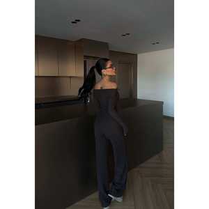 Ensemble de costume pantalon pour femme, couleur brun foncé - Product Image 1