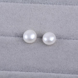Perles de culture d'eau douce en gros pour la fabrication de bagues et de boucles d'oreilles, toutes tailles, perles plates à demi-trou, perles Mantou blanches et roses, perles nues - Product Image 3