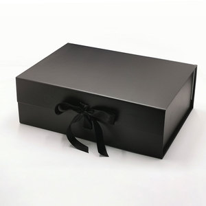In Stock Low MOQ <b>Black</b> Color Rigid Flat Magnetic Folding <b>Gift</b> <b>Box</b> for <b>Gift</b> Pack - Product Image 3