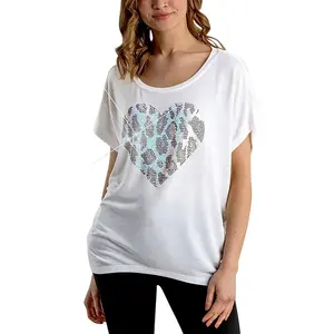 T-shirt en coton avec Logo imprimé pour femme, Animal, cœur, mignon, OEM
