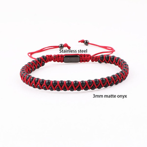 New Fashion Bracelet 3mm Matte Onyx Beads Braided Handmade Cord Macrame Bracelets Men Jewelry With Logo JBS12834