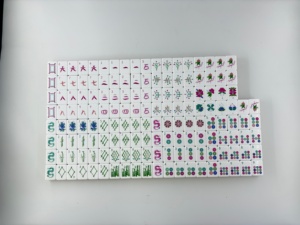 Juego de Mahjong Moderno Estilo Americano Impreso con Láser, 160 Piezas, Lujoso de 4 Capas, 32 mm, Acrílico Rojo y Verde con Mantel - Product Image 4