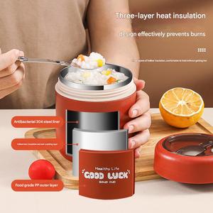 Mini Tazón y Taza Cilíndrica Aislada de Acero Inoxidable para Desayuno y Almuerzo, Capacidad de 6L, Portátil para Invierno, Tapa Hermética para Oficina, Multifuncional - Product Image 5