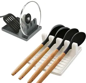 Black and Gold Utensil Holder with Built-in Spoon Rest