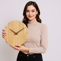 Jam Dinding Geometris 3D Tampilan Kayu Terang dengan Desain Potongan Berlian Bersegi, Tanpa Suara Tik-tok untuk Ruang Tamu Kamar Tidur Dekorasi Modern