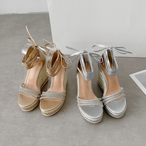 <b>Wedges</b> Women 2025 <b>Sandals</b> Open Toe Ladies Lace up Woven Shoes <b>Platform</b> High Heels - Product Image 3