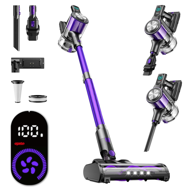 Cordless Stick Vacuum, Lightweight Handheld HEPA Bagless 6-in-1 Rechargeable for Home Car Hotel Pet Hair, CE Certified